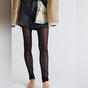 Free People Sheer Mesh Leggings Black Large NWT